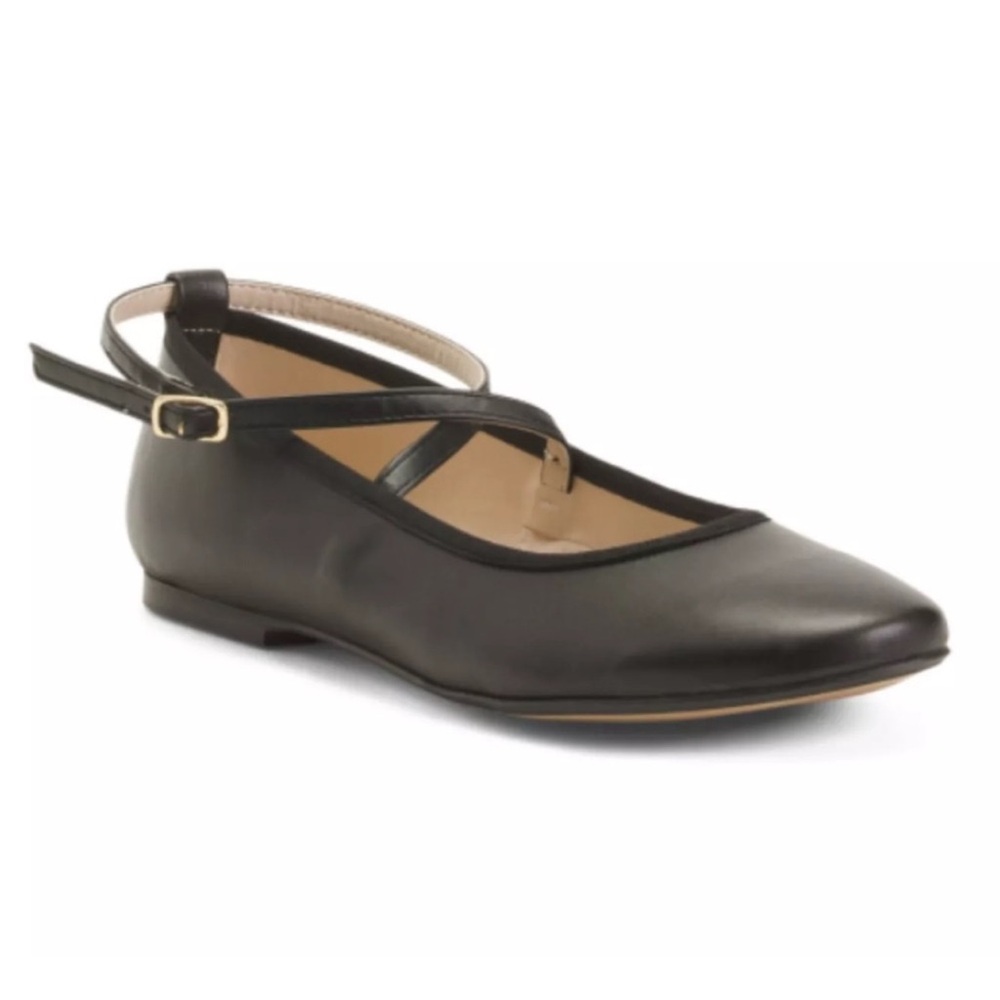 BERTUCHI Made in Spain Mary Jane Ballet Black Crisscross Strap Rounded Toe